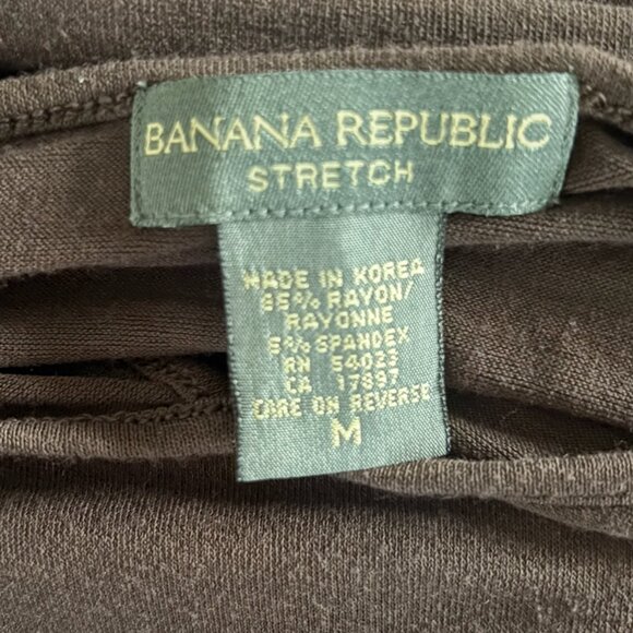 Banana Republic - Brown Stretch Long Sleeve Keyhole Neck Shirt Top (Size: M) - Picture 3 of 5